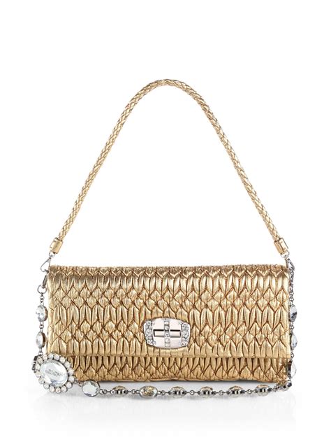 miu miu nappa crystal embellished leather shoulder bag|Women's Leather Shoulder Bags .